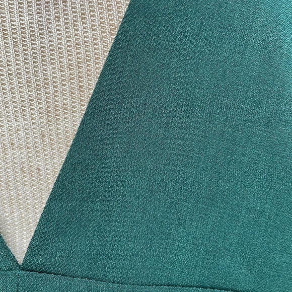 Simple Retro Dress Womens Large Green V-Neck Midi Sleeveless Open Back - Picture 9 of 17